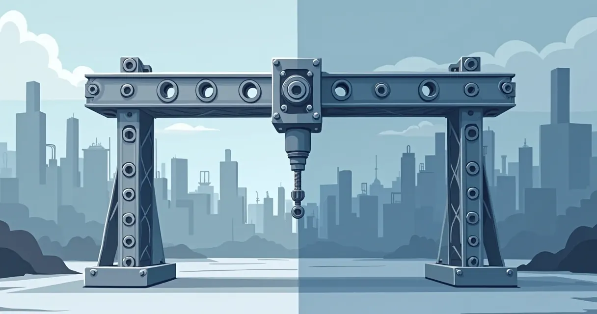 Comparação lado a lado de estrutura metálica soldada e parafusada