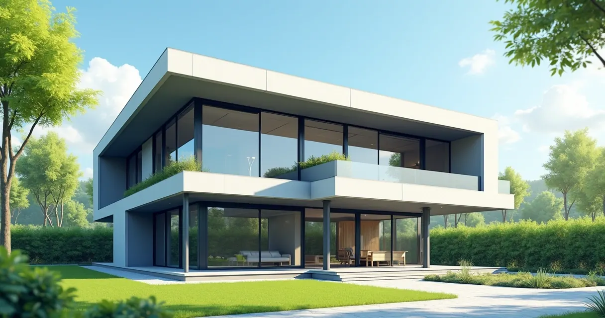 Casa moderna com telhado metálico em estrutura leve