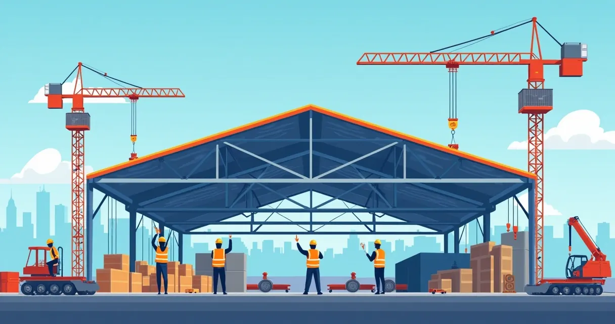 Montagem de galpão metálico industrial por equipe especializada