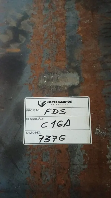 Etiqueta de identificação da peça C16A do projeto FDS